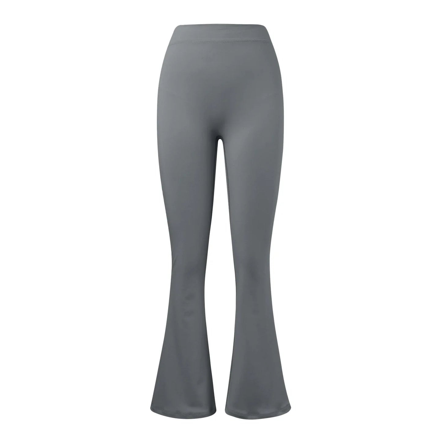 Fashion Micro Horn Leggings Women V-back Waist Sports Pants High Waist Push Up Butt Gym Pants Solid Slim Casual Leggings GRAY