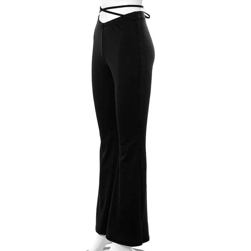 Black flared track pants with high comfort featuring a stylish design and soft fabric