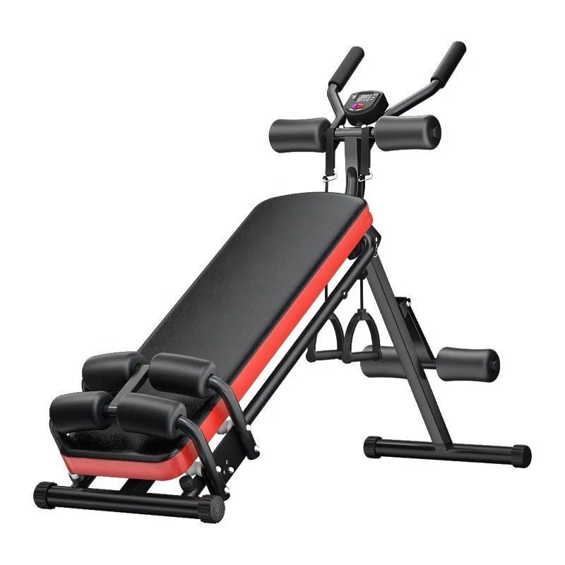 UltraLux Foldable Ab Exercise Sit Up Bench Abdominal Workout Machine For Body Strength Training Home Gym Equipment With LCD Monitor