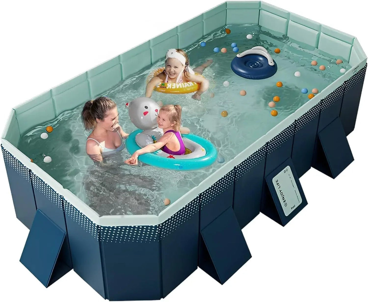 Foldable Pool, Non-Inflatable Kids' and Adults' Outdoor Swimming Pool, Hard Plastic Shell Portable Pool, Kid PoolFoldable Pool, 406x230x55cm