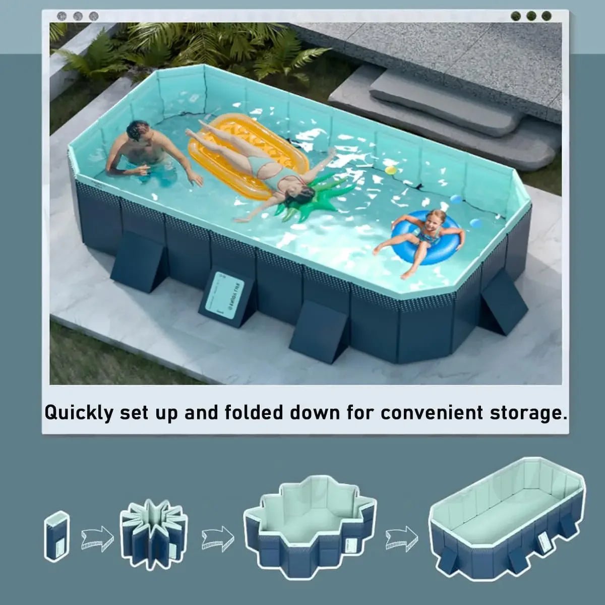 Foldable Pool, Non-Inflatable Kids' and Adults' Outdoor Swimming Pool, Hard Plastic Shell Portable Pool, Kid PoolFoldable Pool,