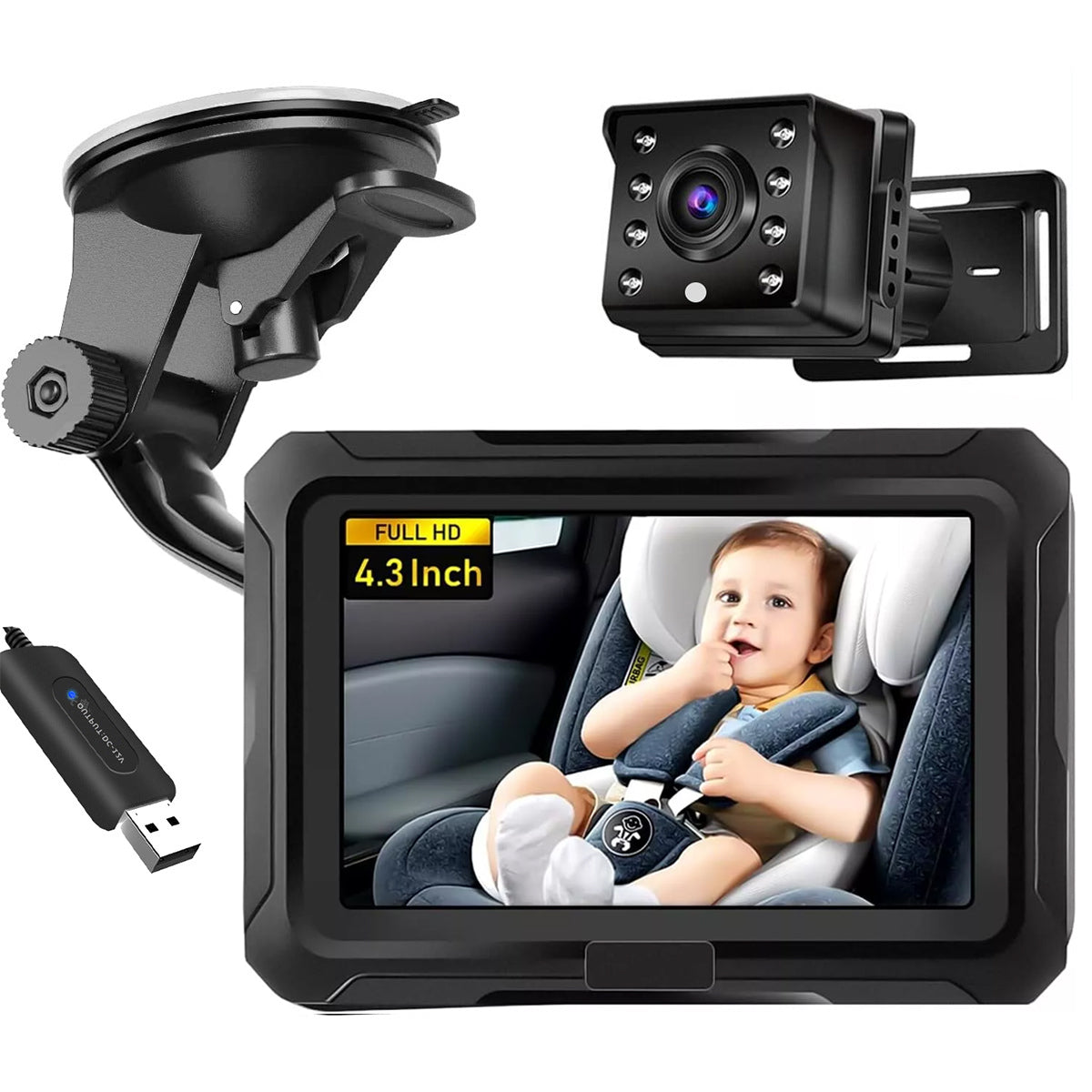 Premium Elite HD Car Baby Monitor with 4.3 Inch Display