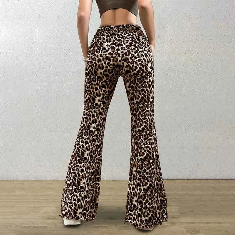 Leopard Print High Waist Flare Leggings - Slimming & Stylish for Women