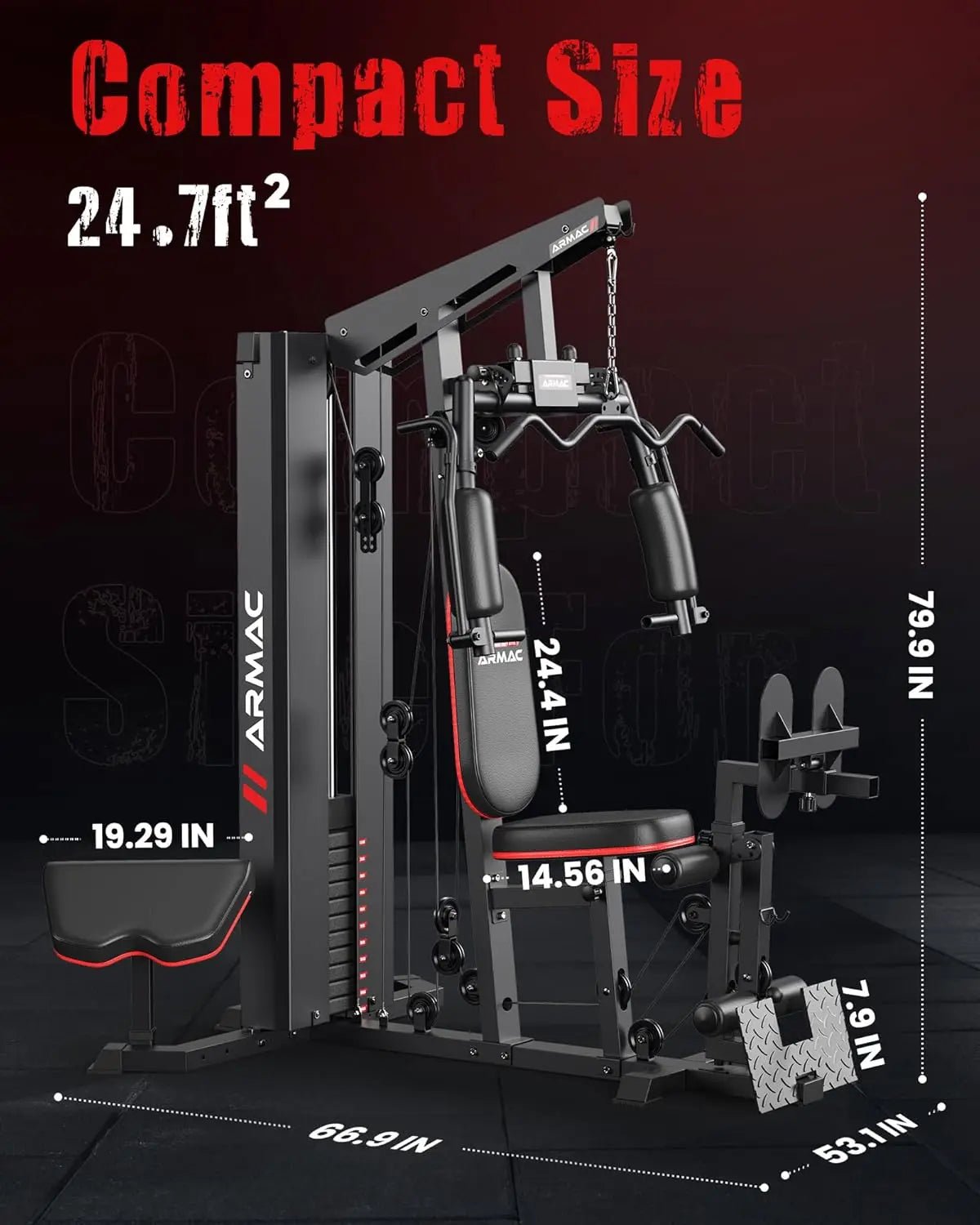 Home Gym Equipment for Leg Press, 150LBS Weight Stack Machine, Workout Station with Pulley System