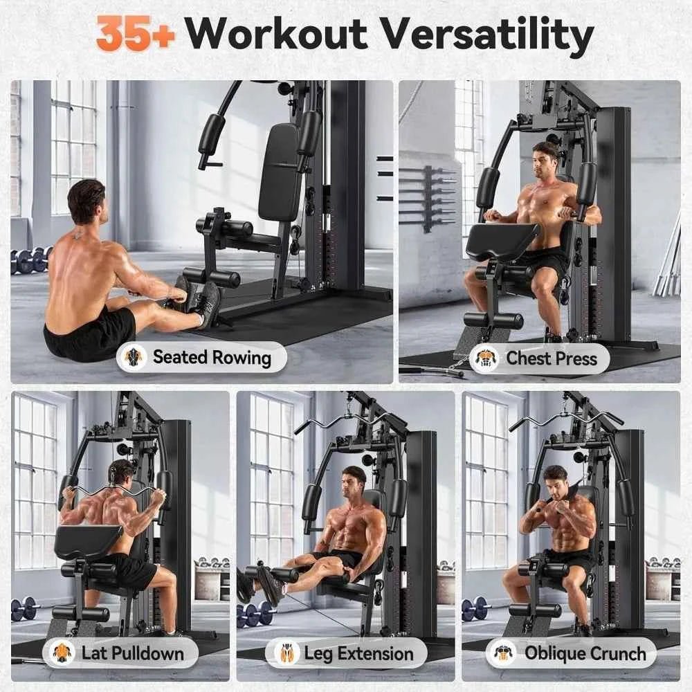 Home Gym,Workout Station with 154LBS Weight Stack, Exercise Equipment for Full Body Traning with Pulley System