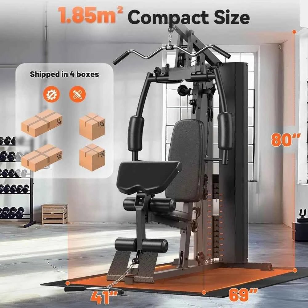 Home Gym,Workout Station with 154LBS Weight Stack, Exercise Equipment for Full Body Traning with Pulley System