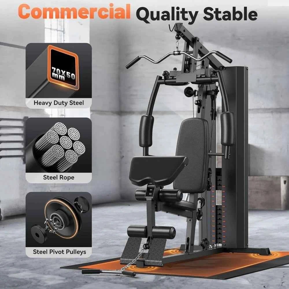 Home Gym,Workout Station with 154LBS Weight Stack, Exercise Equipment for Full Body Traning with Pulley System