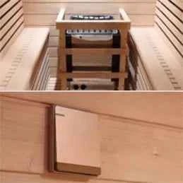 Indoor Red Cedar Hemlock Wooden Sauna Room Electric Dry Steam Steam 220v Control Panel Apartment Villa Garden