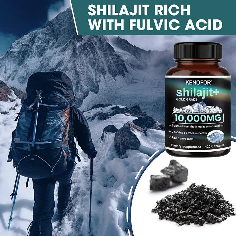 Kenofor Pure Shilajit Capsules - 10,000mg, 120 Count