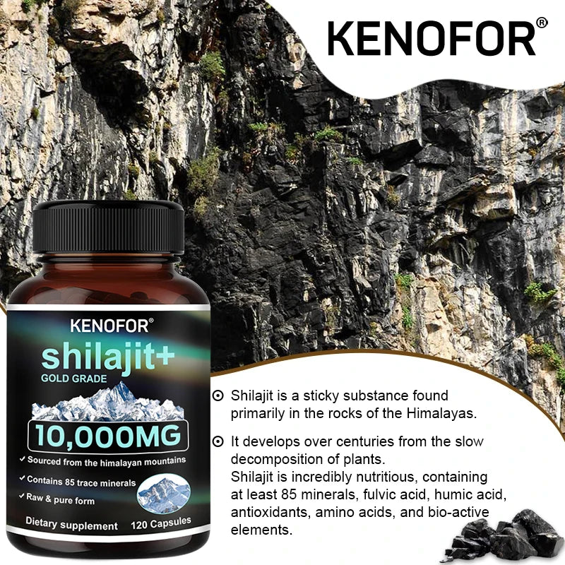 Kenofor Pure Shilajit Capsules - 10,000mg, 120 Count