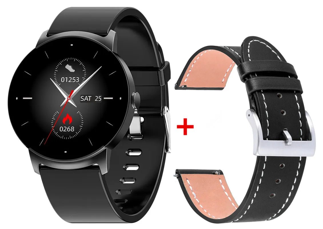 KS02 Smart Watch - Top Tech Wearable Black Leather