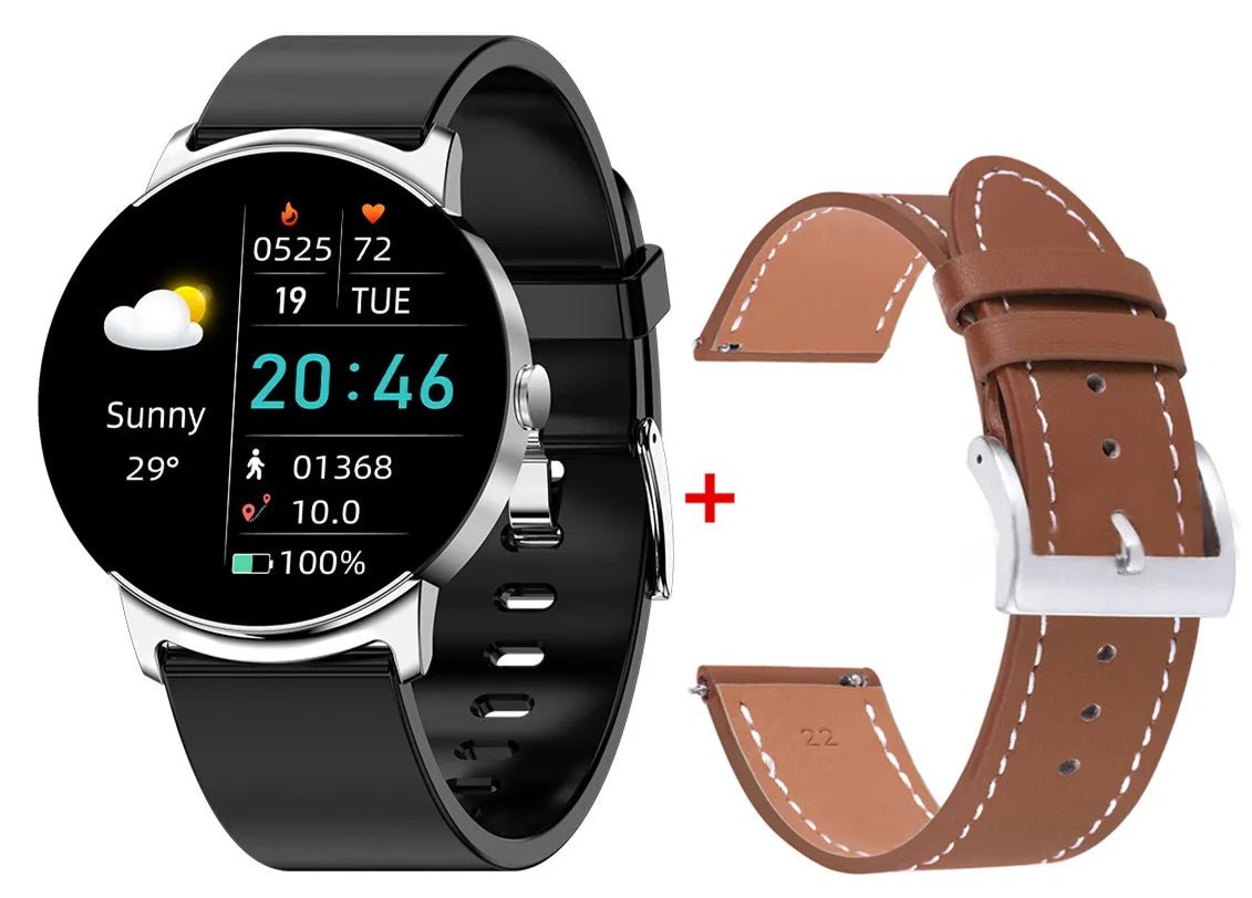 KS02 Smart Watch - Top Tech Wearable Silver Leather