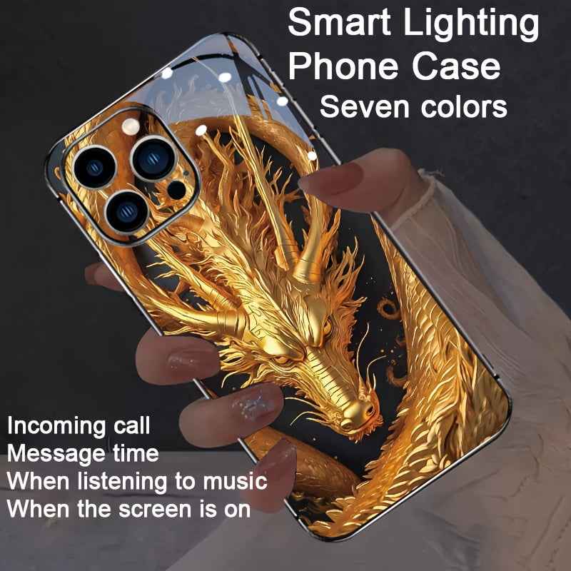 LED dragon phone case featuring smart lighting with seven colors for notifications and music playback