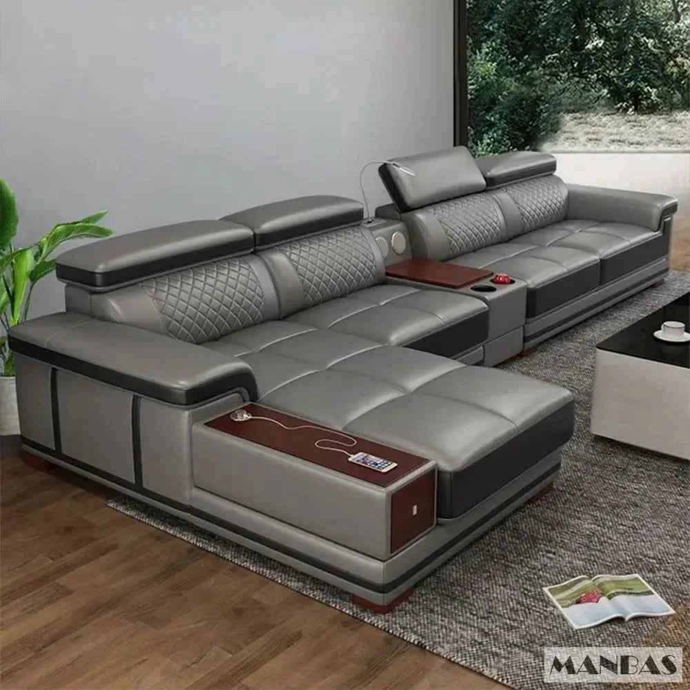 Luxury Genuine Leather Sectional Sofa - Premium Quality for Your Living Space