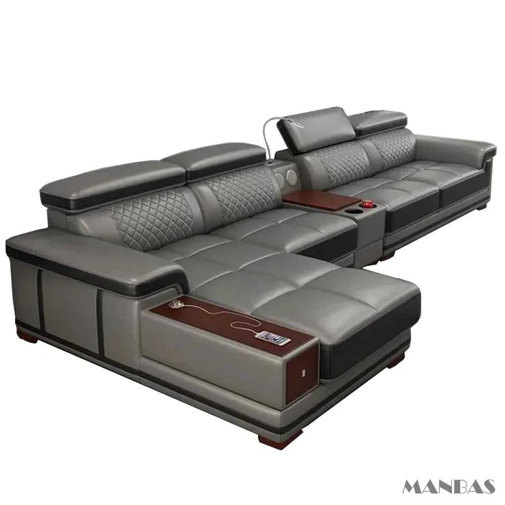 Luxury Genuine Leather Sectional Sofa - Premium Quality for Your Living Space 400cm