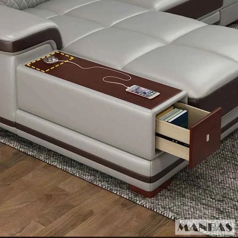 Luxury Genuine Leather Sectional Sofa - Premium Quality for Your Living Space