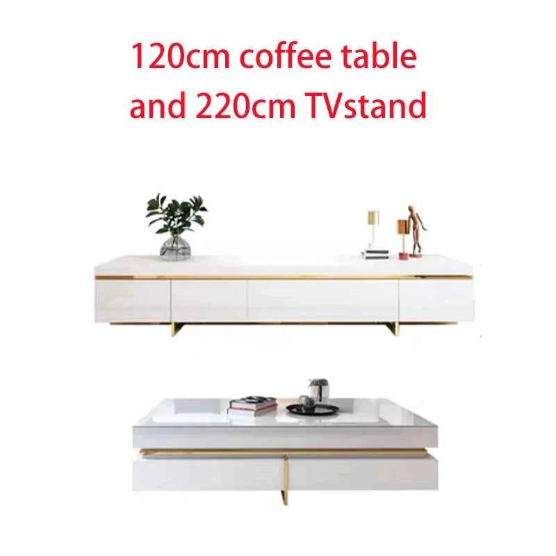 Luxury Living Room Furniture Set - Modern Wood Coffee Table & TV Cabinet Combo