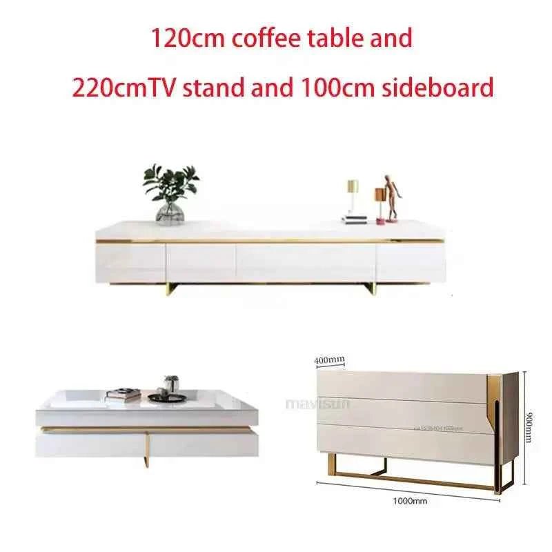 Luxury Living Room Furniture Set - Modern Wood Coffee Table & TV Cabinet Combo set