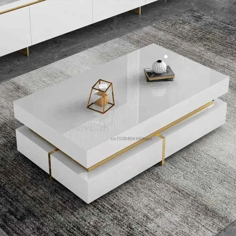 Luxury Living Room Furniture Set - Modern Wood Coffee Table & TV Cabinet Combo