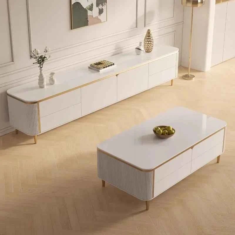 Luxury Modern Solid Wood TV Stand & Coffee Table - Perfect for Small Space Living Room Furniture