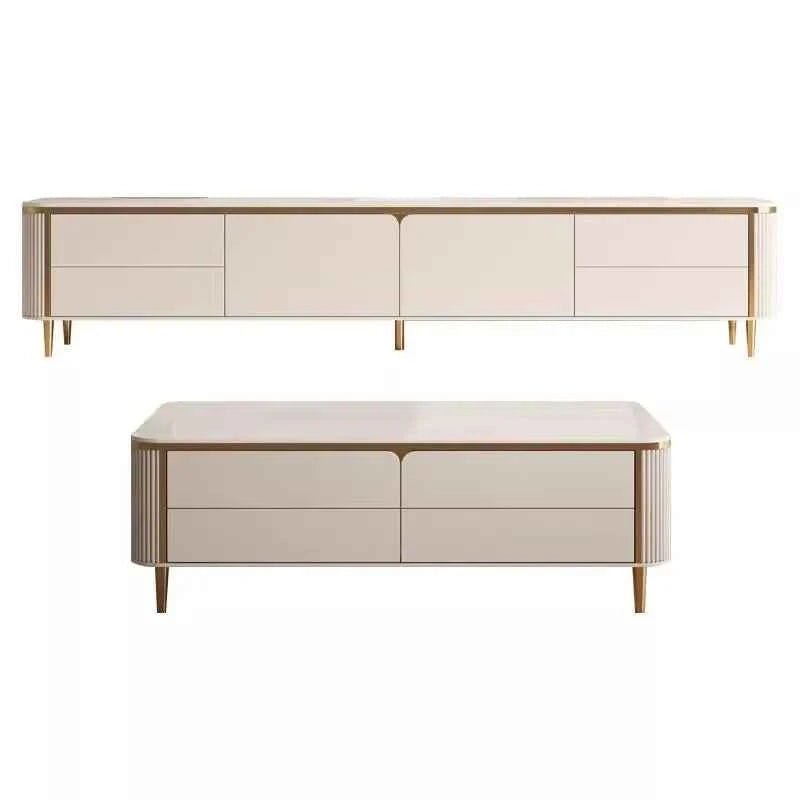 Luxury Modern Solid Wood TV Stand & Coffee Table - Perfect for Small Space Living Room Furniture