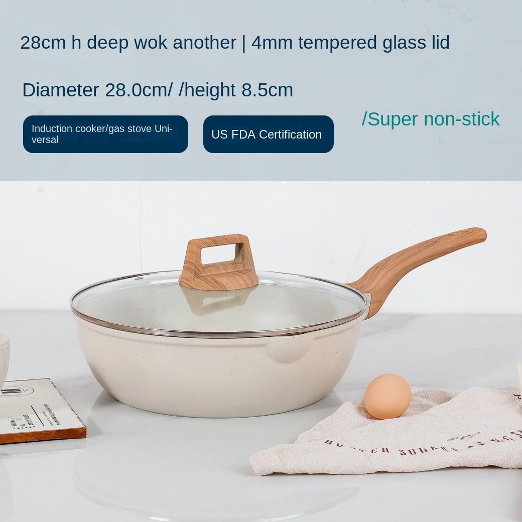 28cm deep wok with tempered glass lid from eprolo, part of the medical stone non-stick cookware set