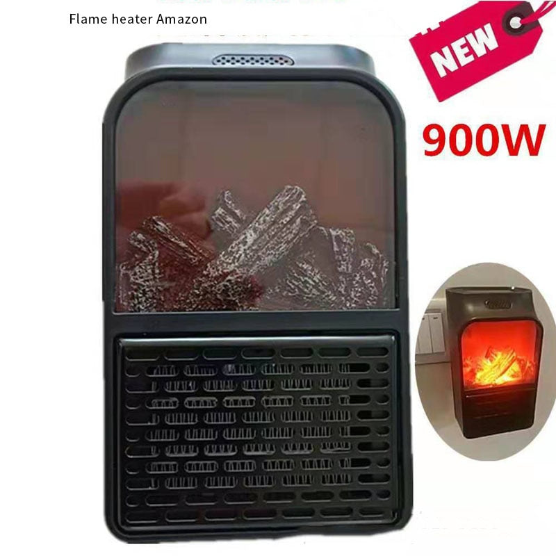 Mini electric wall heater with a flame effect and 900W power for efficient heating