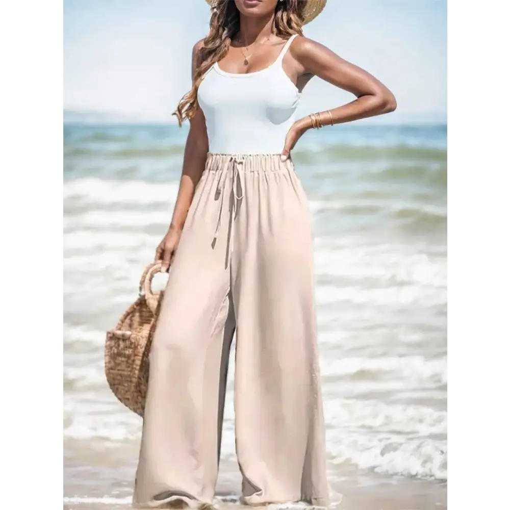 Modern High-Waist Wide-Leg Pants - Apricot / 2XL - Apparel