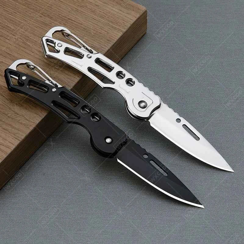 Two-tone folding knife with non-slip handle peeling knife feature for safe and easy fruit preparation