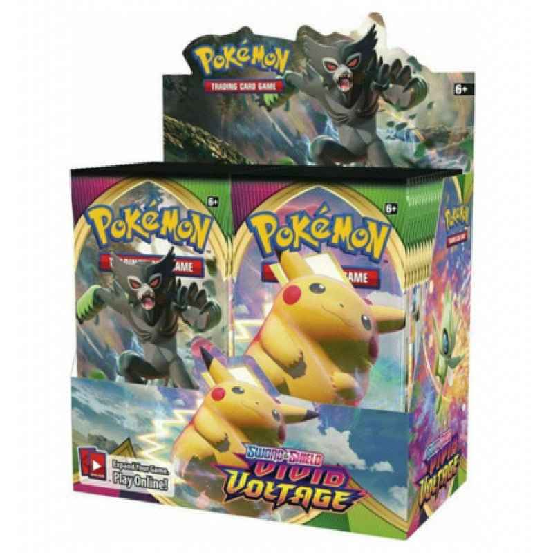 Pokémon Trading Card Game Vivid Voltage Booster Box featuring Pikachu, perfect for fans who want to buy Pokémon cards online