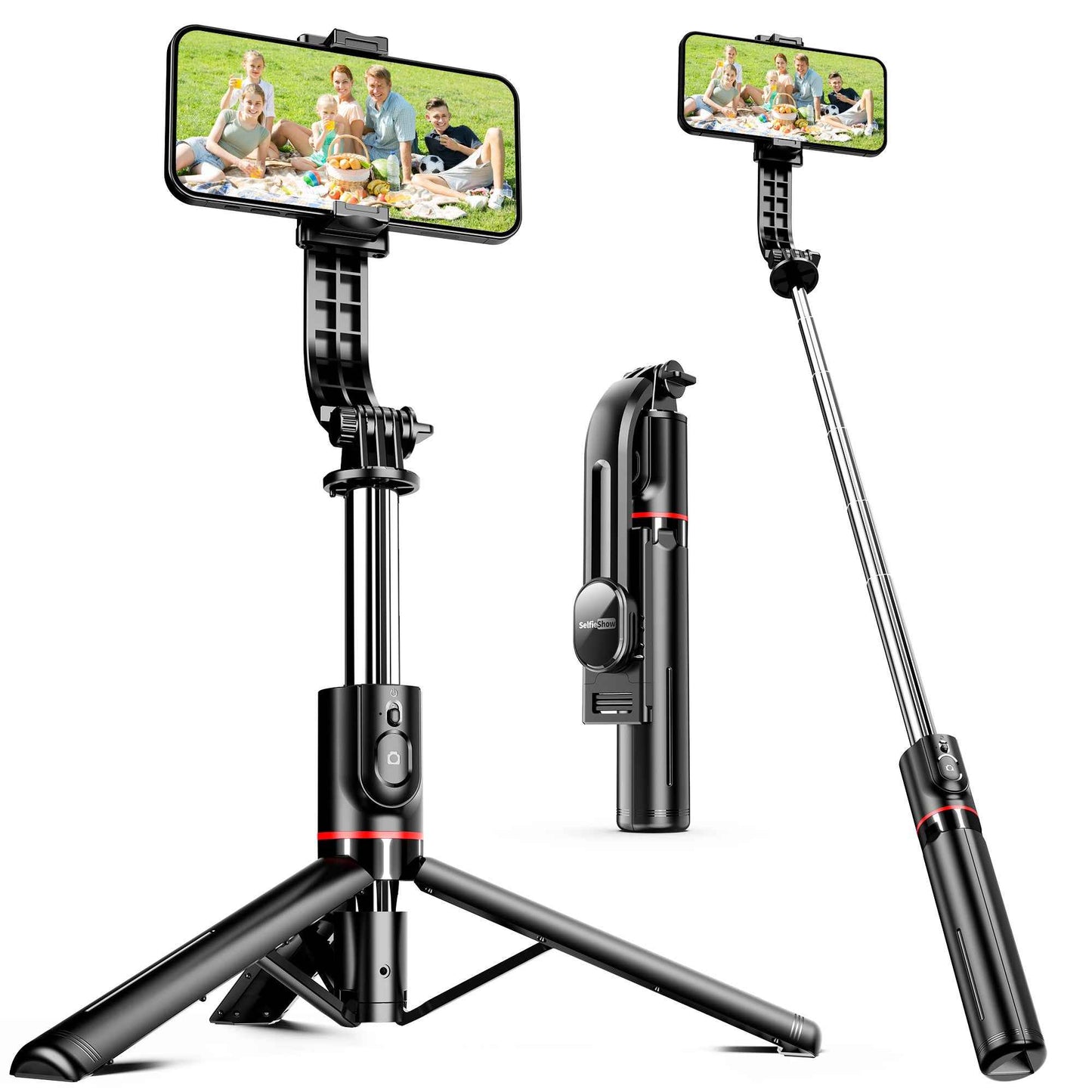 Portable Selfie Stick Tripod for Effortless Photos Black