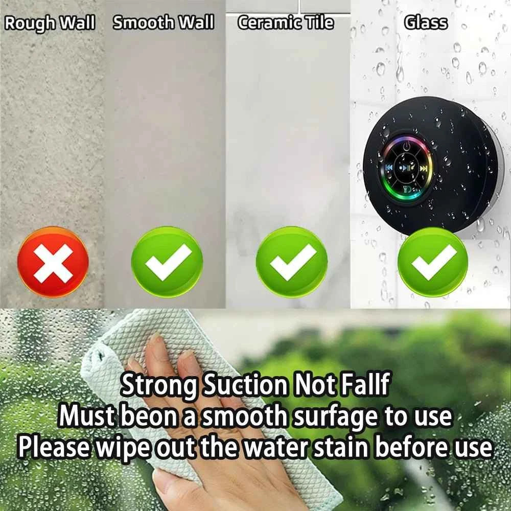 Portable Bluetooth Speaker - Waterproof & Suction Cup Design for Outdoor Fun
