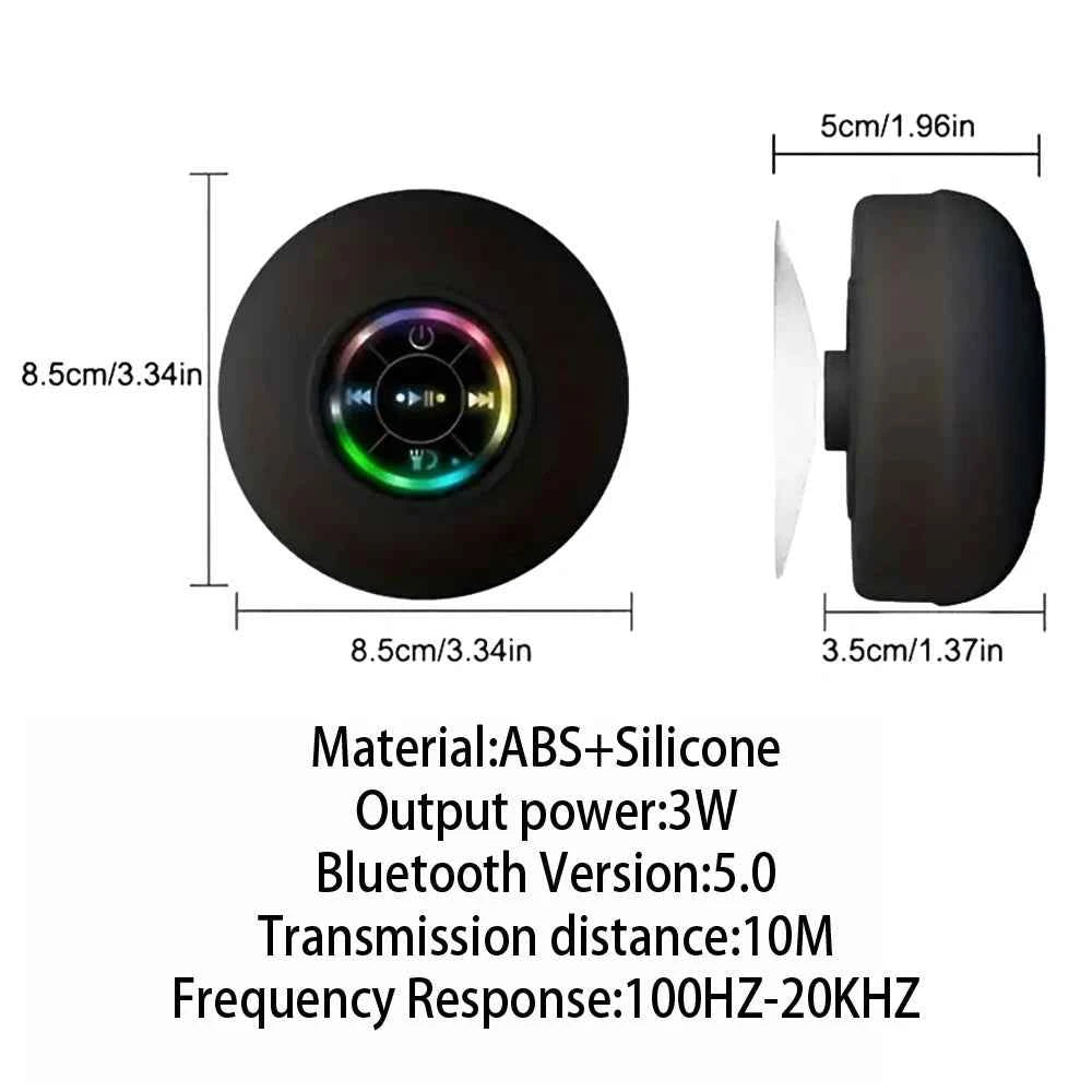 Portable Bluetooth Speaker - Waterproof & Suction Cup Design for Outdoor Fun