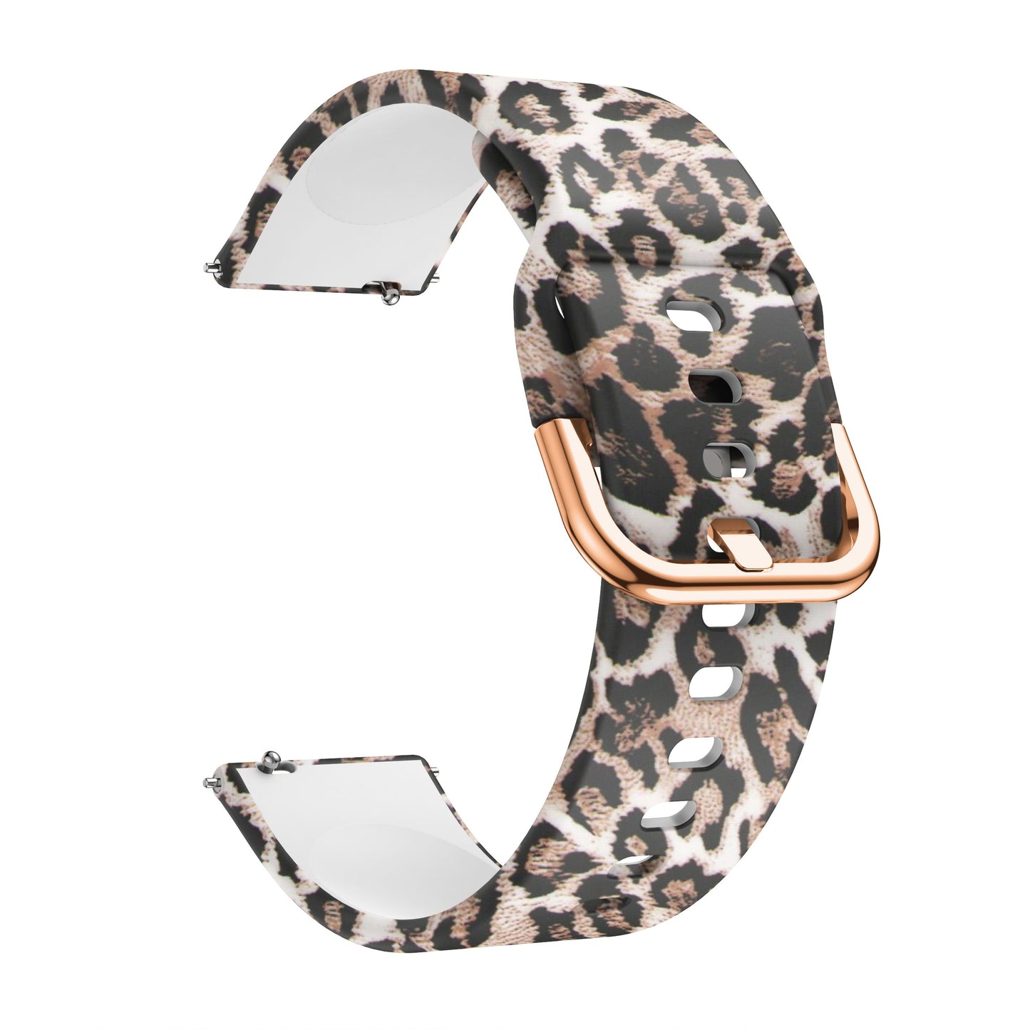 Leopard Print Silicone Watchbands for Samsung Galaxy with Gold Buckle and Adjustable Fit