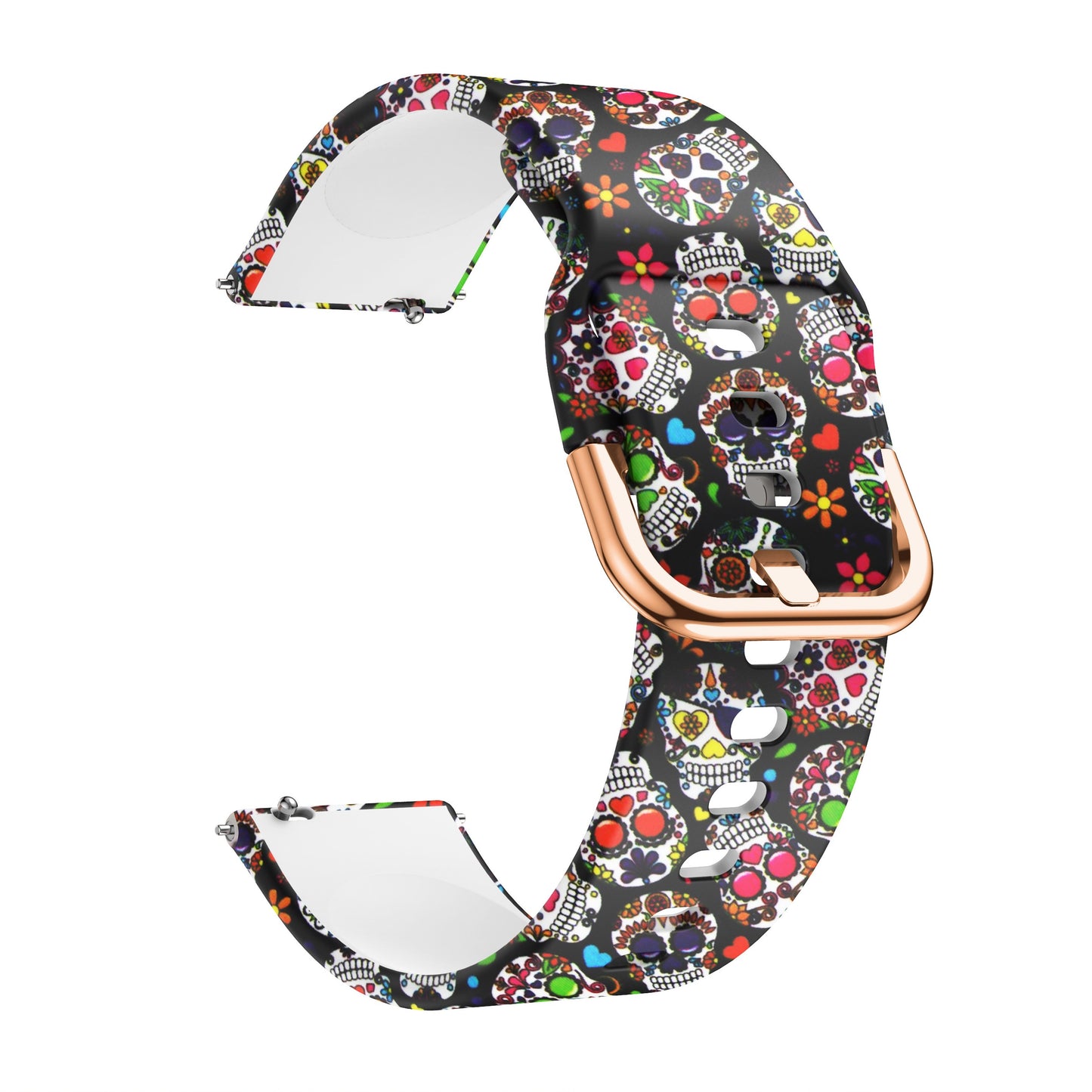 Colorful silicone watchbands for Samsung Galaxy featuring a skull design with vibrant patterns