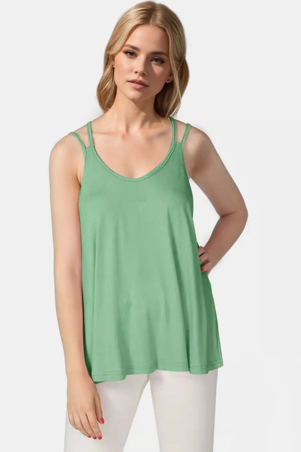 Double Spaghetti Strap Top in Sunny Yellow Green