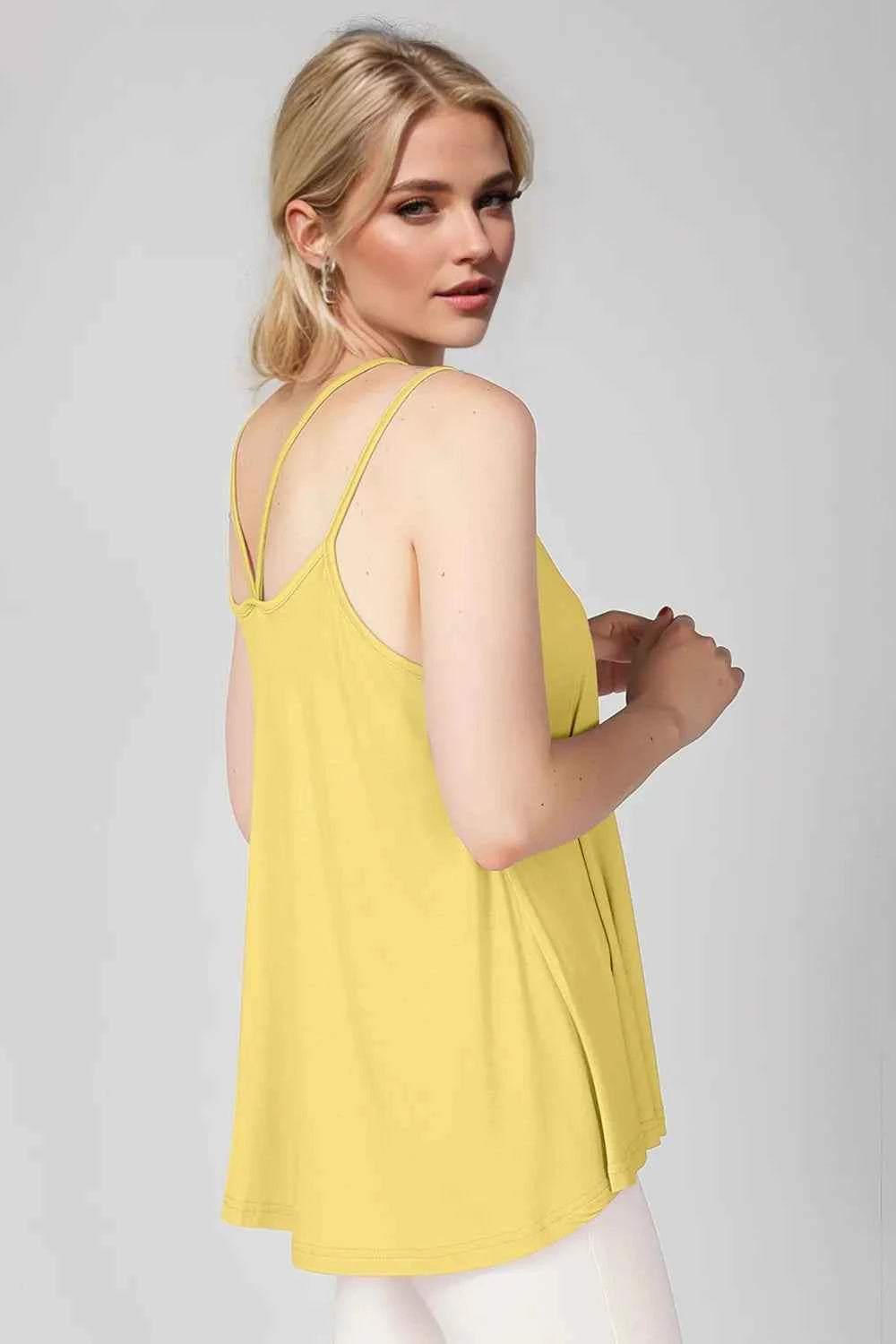 Signature Double Spaghetti Strap Top in Sunny Yellow Light Yellow S