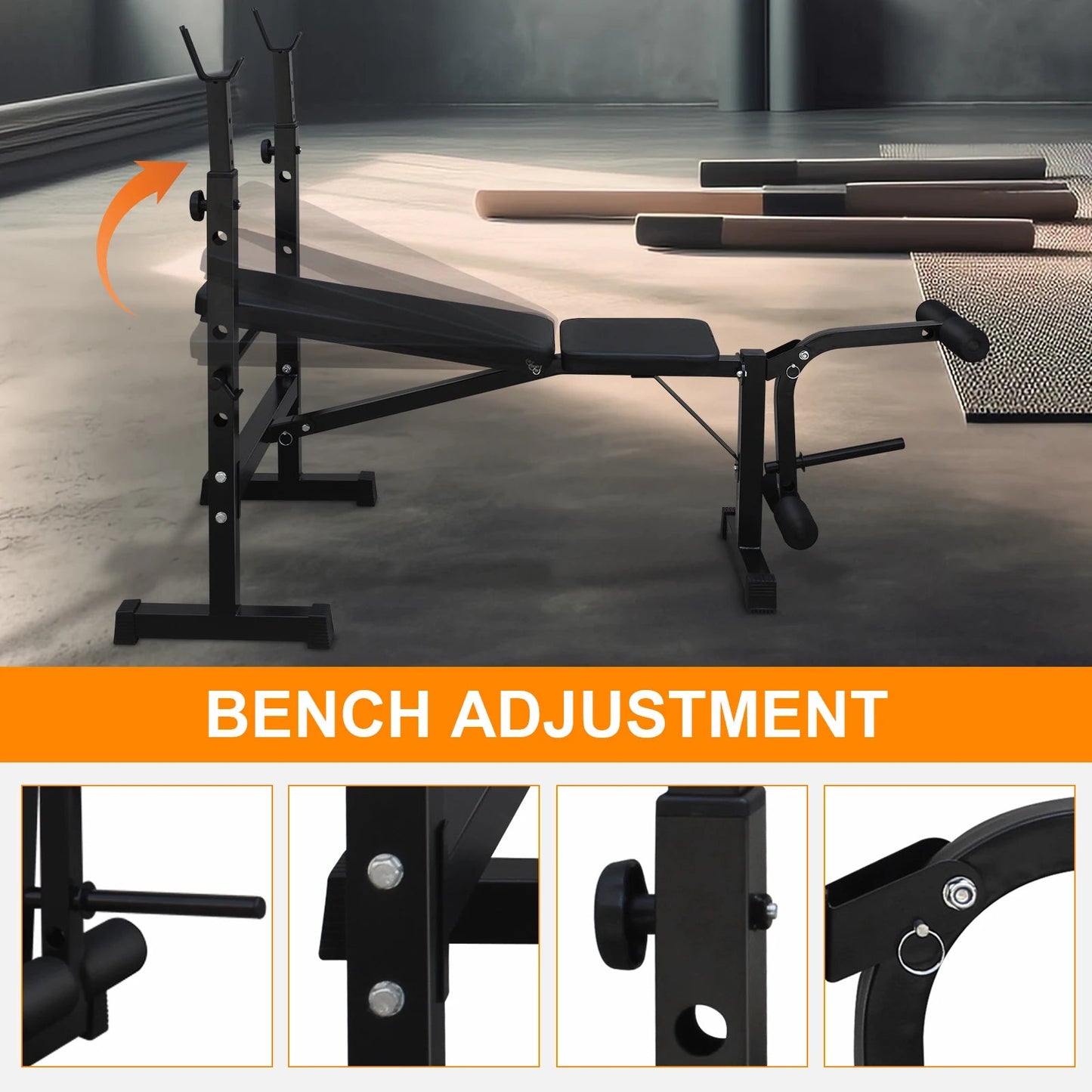 Weight Bench Press Set with Squat Rack and Bench Strength Training For Home Gym Full-Body Workout Fitness Equipment