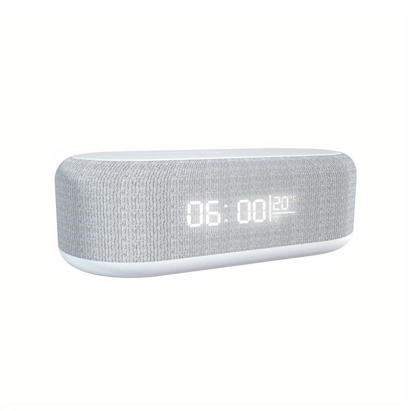 Wireless charging dock with alarm clock featuring a modern design and easy-to-read display