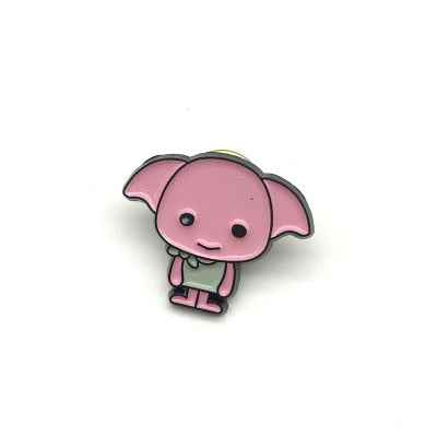 Cute pink character enamel pin designed as a wizard brooch for hats