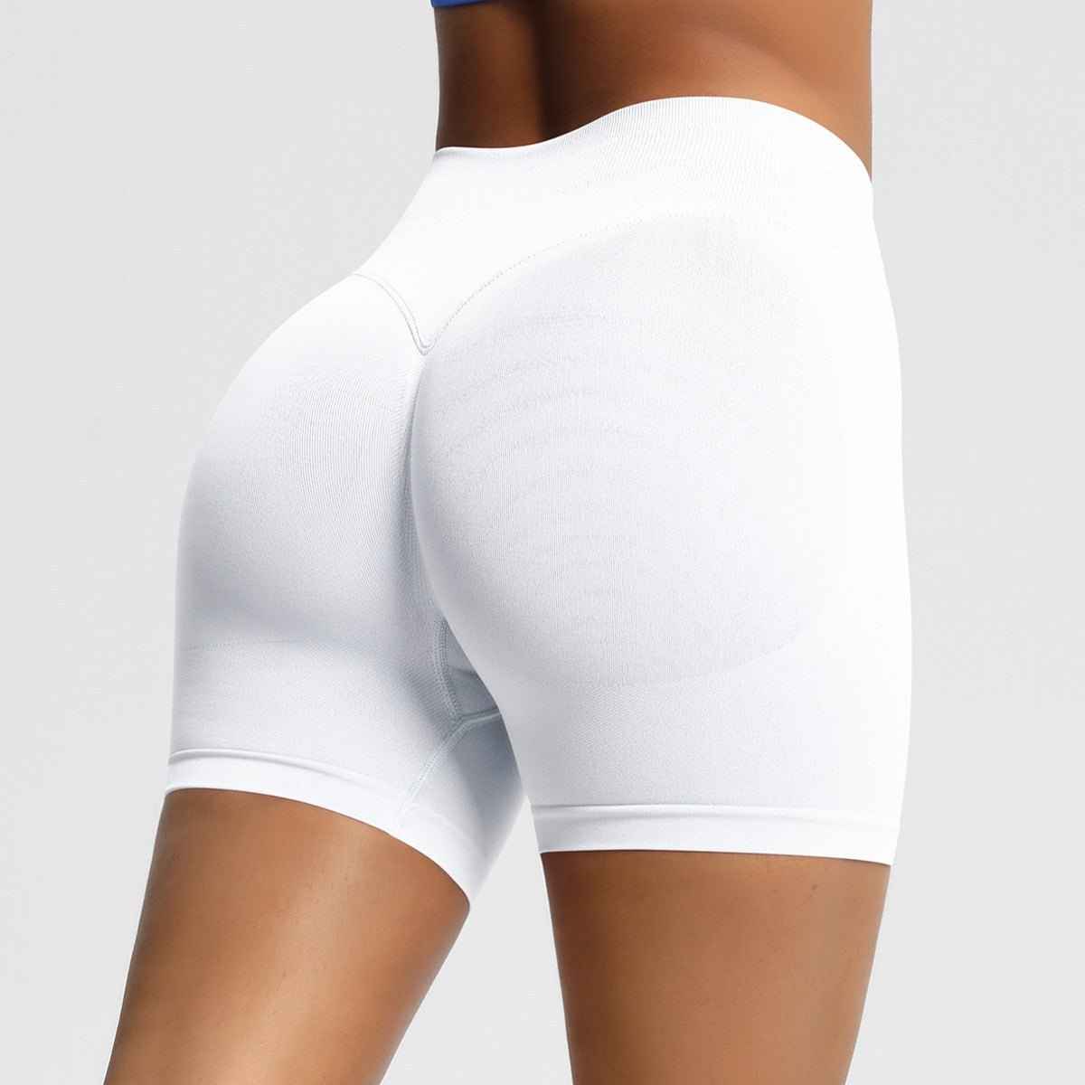 My Store women's seamless fitness shorts in white, designed for comfort and style during workouts