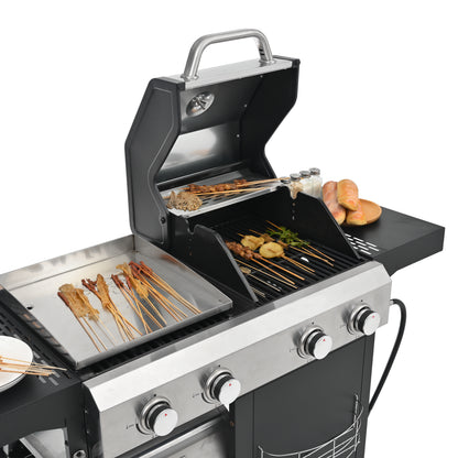 Multi Function Burner Gas Grill Barbecue Frying Pizza Covered Combination