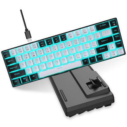 RGB Mechanical Keyboard - MINI 60% Customized Color Blocked Keycaps - Plug-in Blue Axis Ice Blue Disc