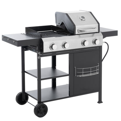 Multi Function Burner Gas Grill Barbecue Frying Pizza Covered Combination