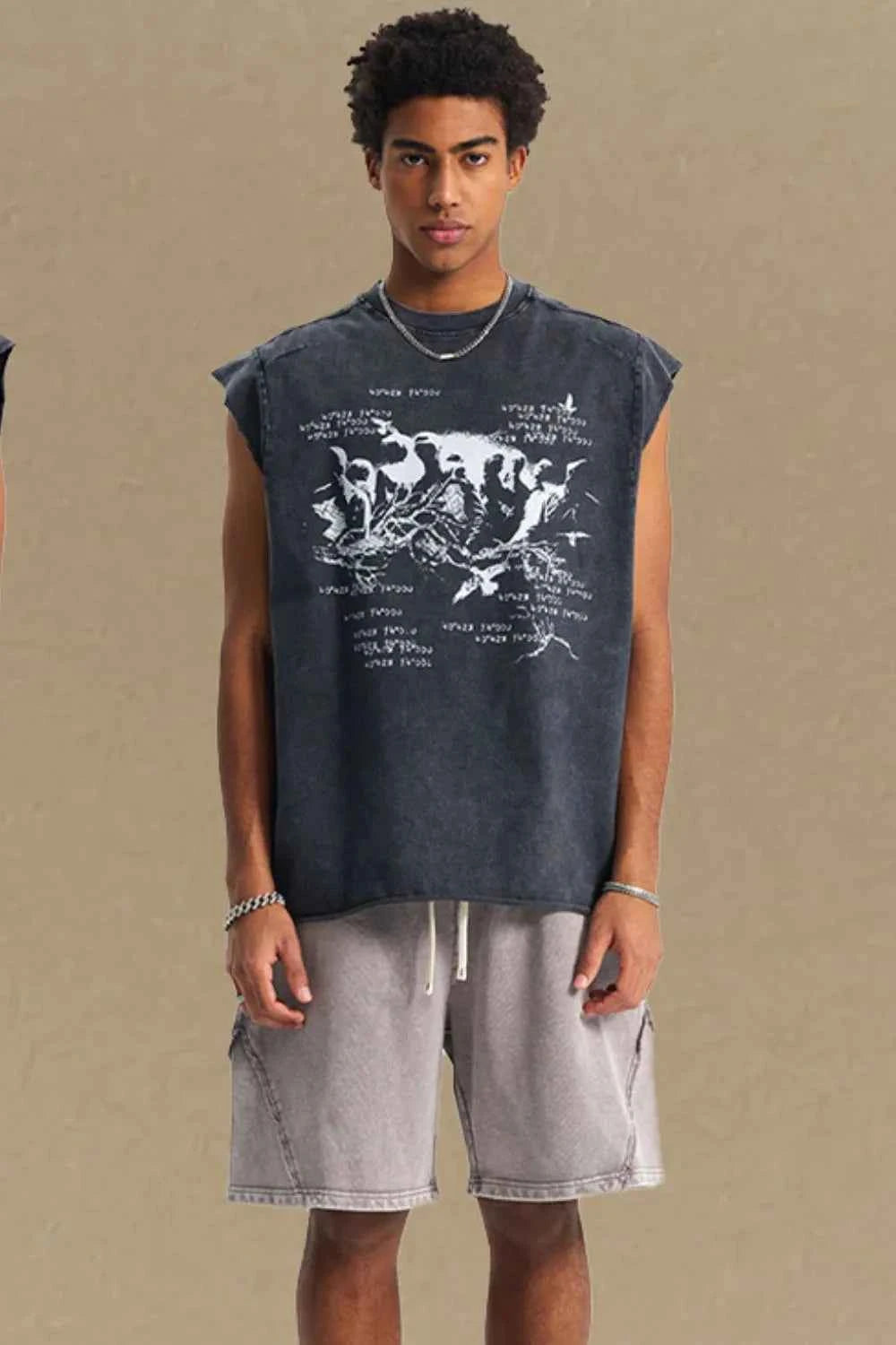 Men's Round Neck Graphic Tank