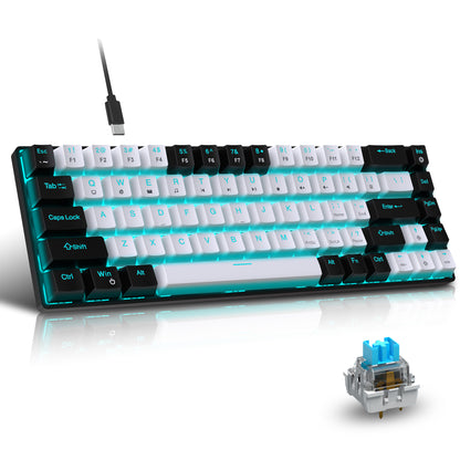 RGB Mechanical Keyboard - MINI 60% Customized Color Blocked Keycaps - Plug-in Blue Axis Ice Blue Disc