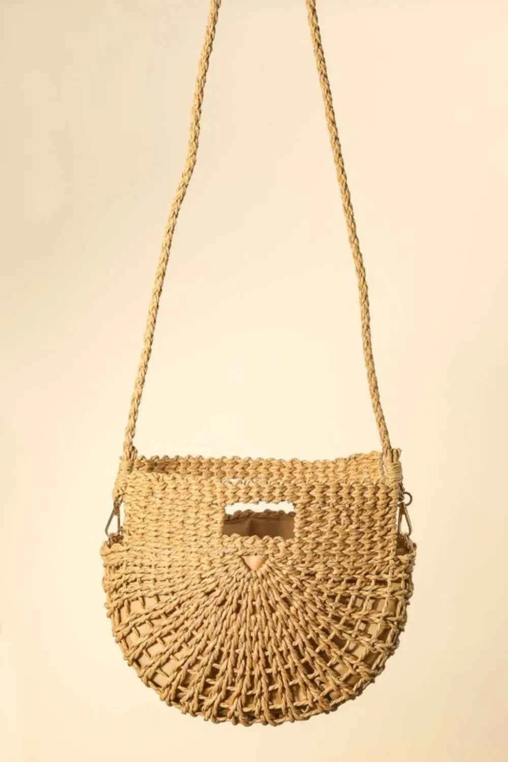 Fame Braided Semi Circle Tote Bag