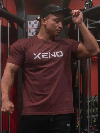 Men's Plus Size Round Neck Short Sleeve T-Shirt Burgundy