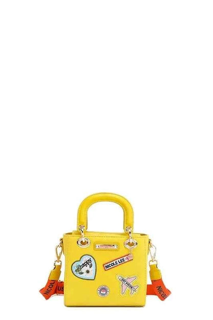 Nicole Lee USA Color Patch Handbag with Top Handle Yellow One Size