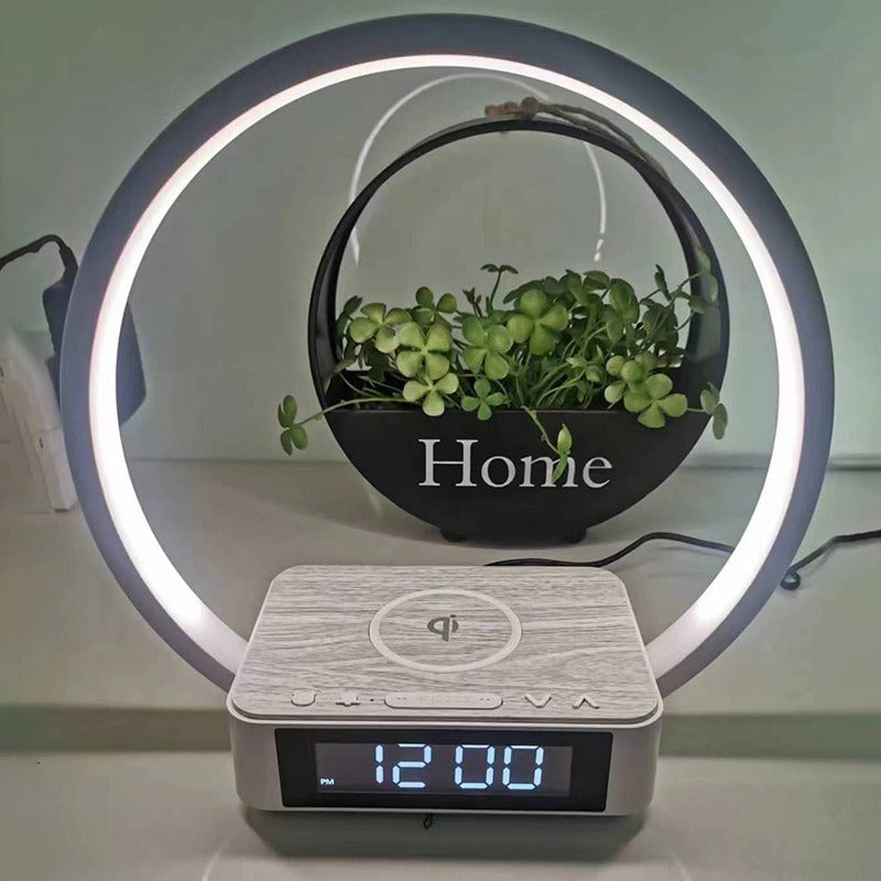 LightLux Wireless Rechargeable Bedside Lamp & Alarm Clock - Touch Control, Wooden Design, 3 Brightness Levels